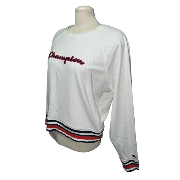 Champion Crewneck Long Sleeve Casual Logo Sweatshirt Sz XL Womens Red White Blue - Picture 2 of 11